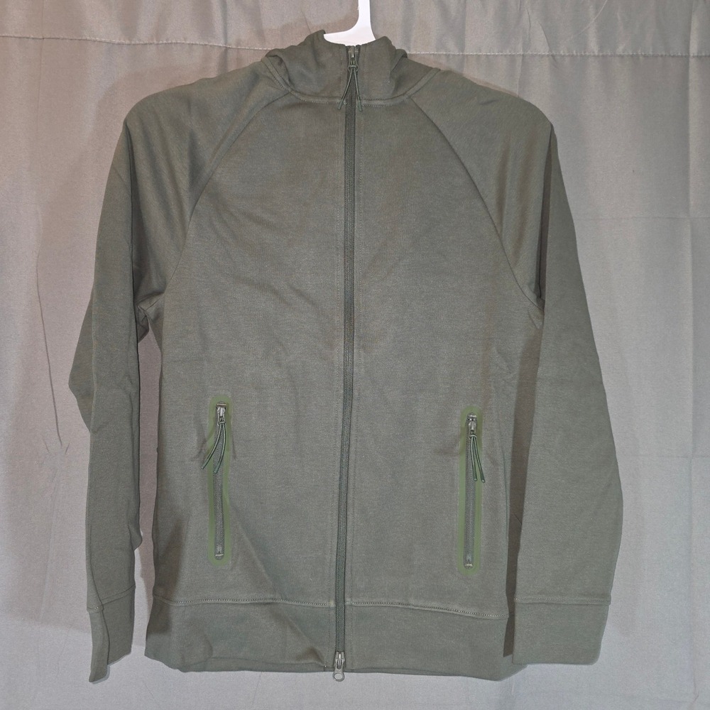 All in Motion Mens Full Zip Hoodie Green Performance Sweatshirt XS 041031937